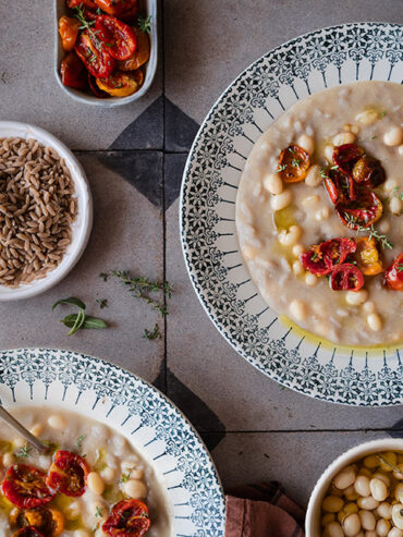 Minestra di fagioli e pomodorini confit